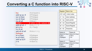 Sp Register Risc V Procedures in Assembly Language in RISC V | PDF