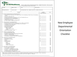 New Employee
Departmental
Orientation
Checklist
 