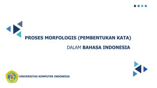 PROSES MORFOLOGIS (PEMBENTUKAN KATA)
DALAM BAHASA INDONESIA
UNIVERSITAS KOMPUTER INDONESIA
 