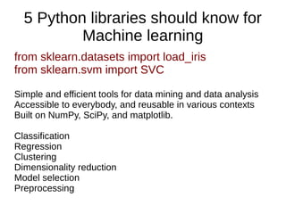 Five python libraries should know for machine learning | ODP ...
