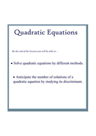 5) quadratic equations | PDF