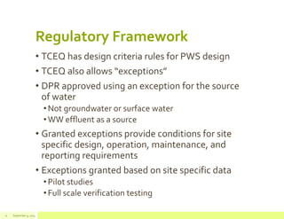 Tceq Rata Testing Reuse in Texas - wastewater, direct potable, | PPTX