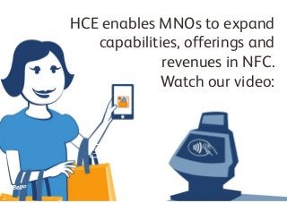 HCE enables MNOs to expand
capabilities, offerings and
revenues in NFC.
Watch our video:
SE
 