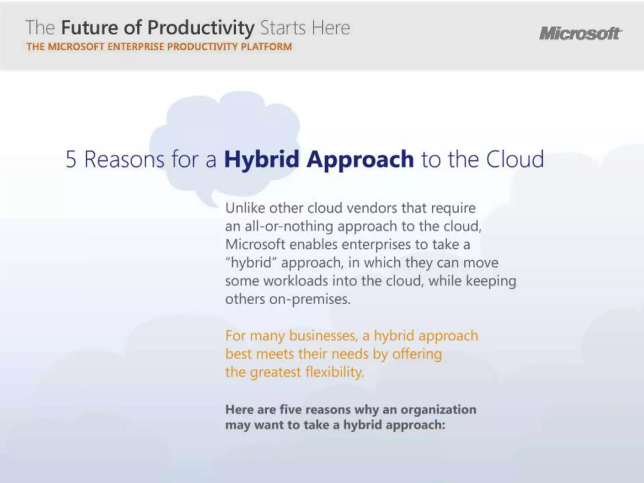 5 reasons for a Hybrid Approach to the Cloud | PPTX