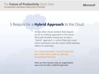 5 reasons for a Hybrid Approach to the Cloud