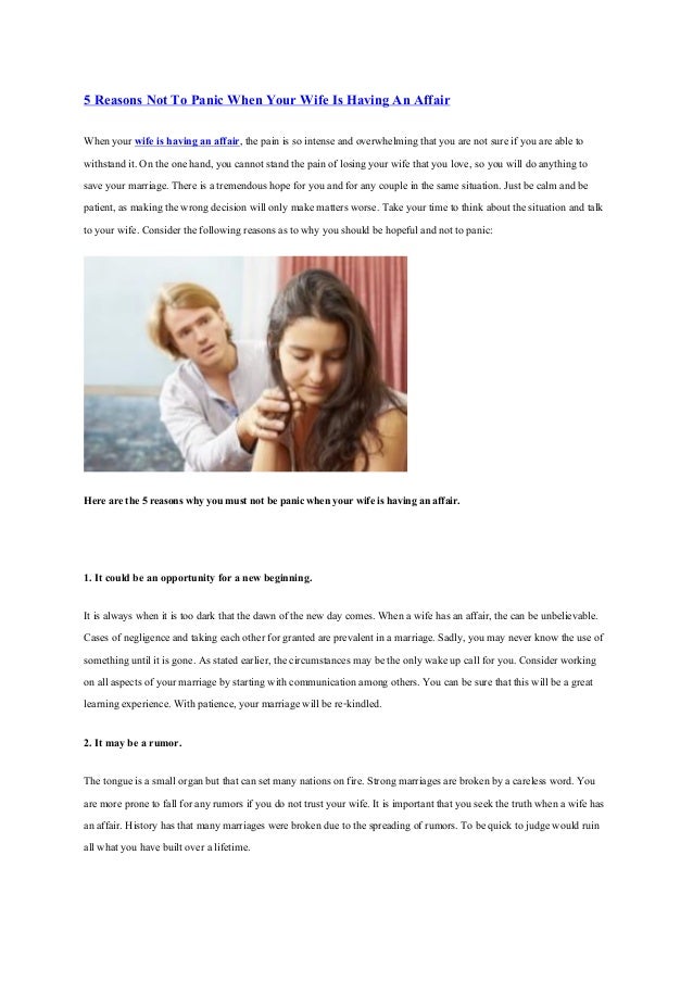 what to do if you think your wife is having an affair