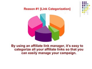 Reason #1 [Link Categorization]




By using an affiliate link manager, it’s easy to
 categorize all your affiliate links ...