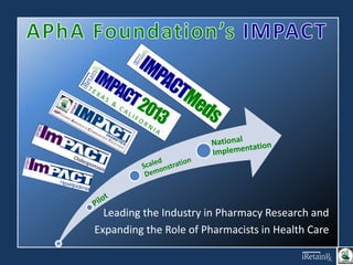 Leading the Industry in Pharmacy Research and
Expanding the Role of Pharmacists in Health Care
 