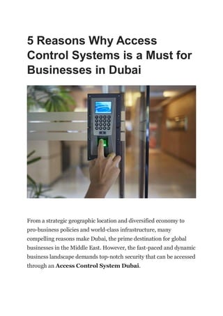 5 Reasons Why Access Control Systems is a Must for Businesses in Dubai.pdf