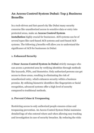 5 Reasons Why Access Control Systems is a Must for Businesses in Dubai.pdf