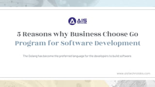 5 Reasons why Business Choose Go
Program for Software Development
The Golang has become the preferred language for the developers to build software.
www.aistechnolabs.com
 