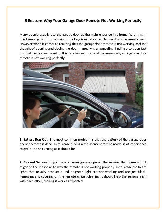 5 Reasons Why Your Garage Door Remote Not Working Perfectly