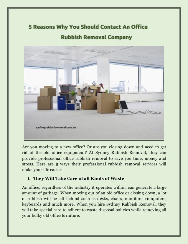 Reasons Why You Should Contact An Office Rubbish Removal Company