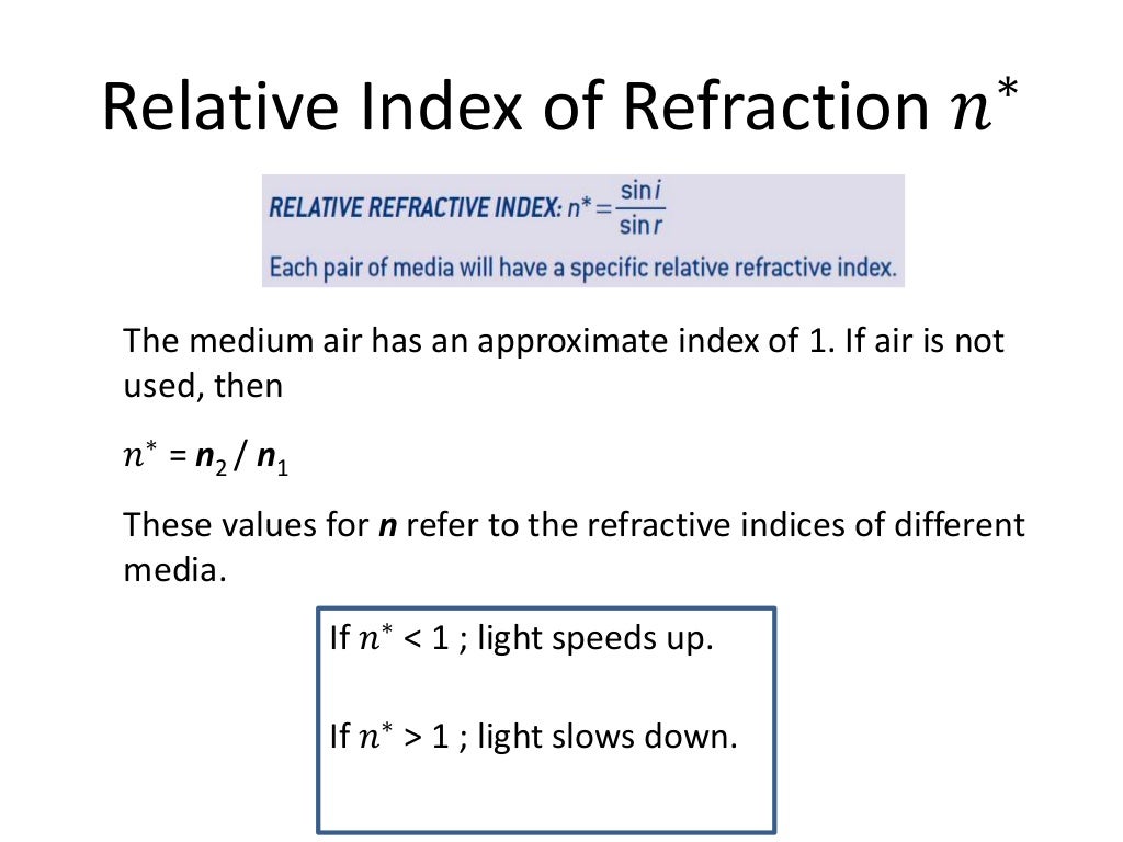 5 refraction, snells law (8.2)