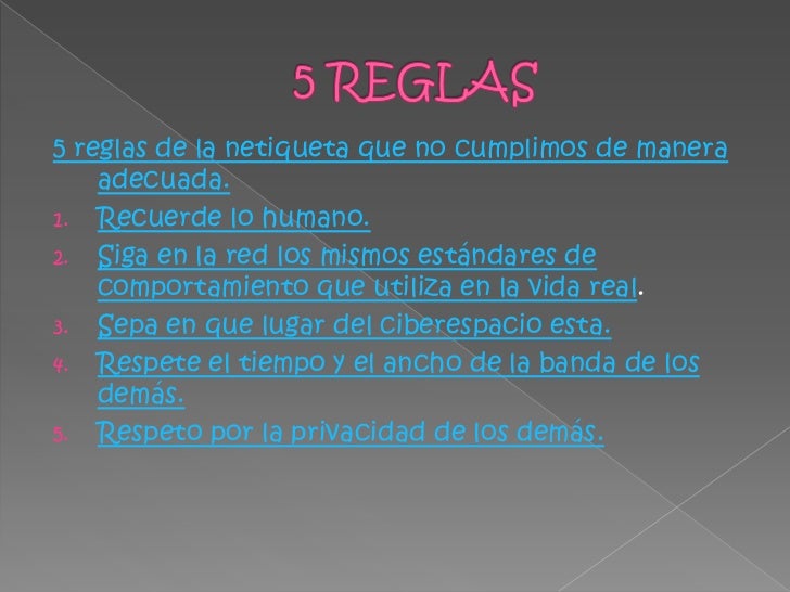 Resultado de imagen para 5 reglas de respeto de netiqueta