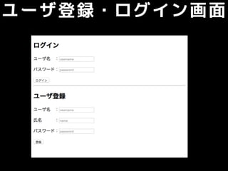 ユーザ登録・ログイン画面
 