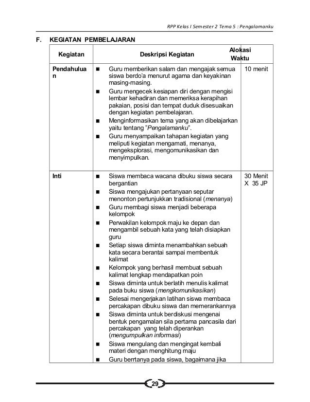 [5] rpp sd kelas 1 semester 2 pengalamanku