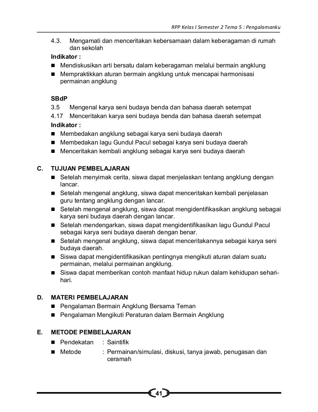 [5] rpp sd kelas 1 semester 2 pengalamanku