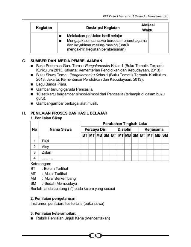 [5] rpp sd kelas 1 semester 2 pengalamanku
