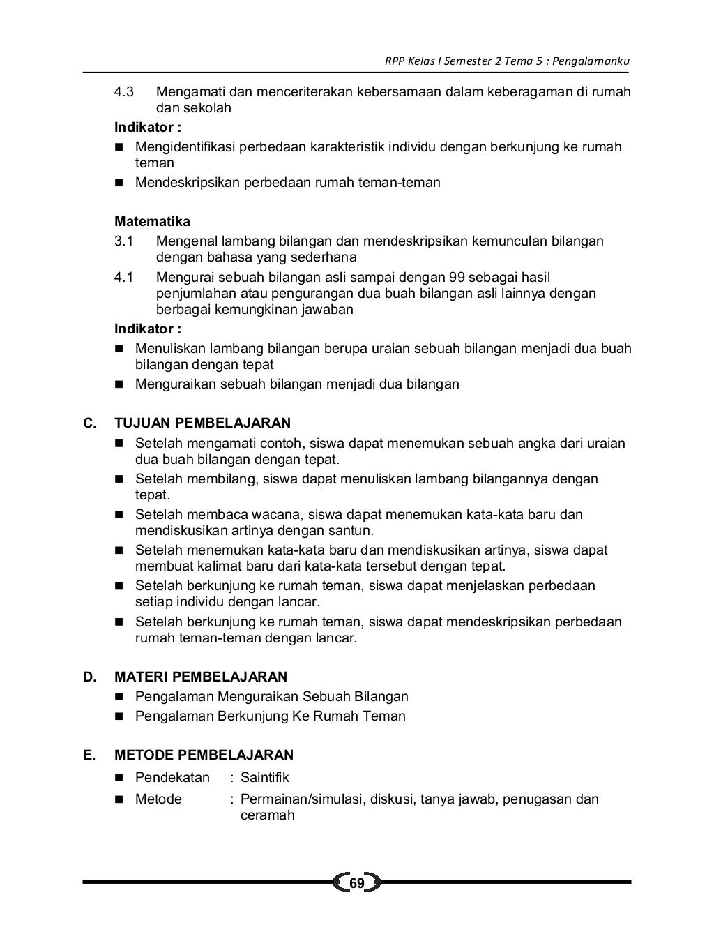 [5] rpp sd kelas 1 semester 2 pengalamanku