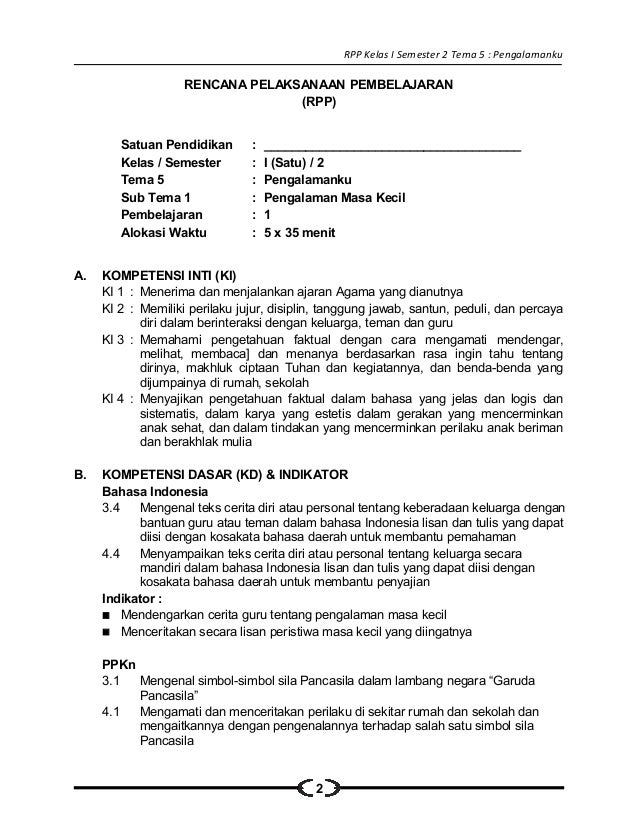 Download Rpp Bahasa Indonesia Kelas 2 Sd
