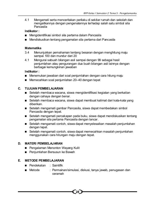 4 bahasa soal kelas dua semester indonesia 2 rpp kelas sd [5] semester 1 pengalamanku