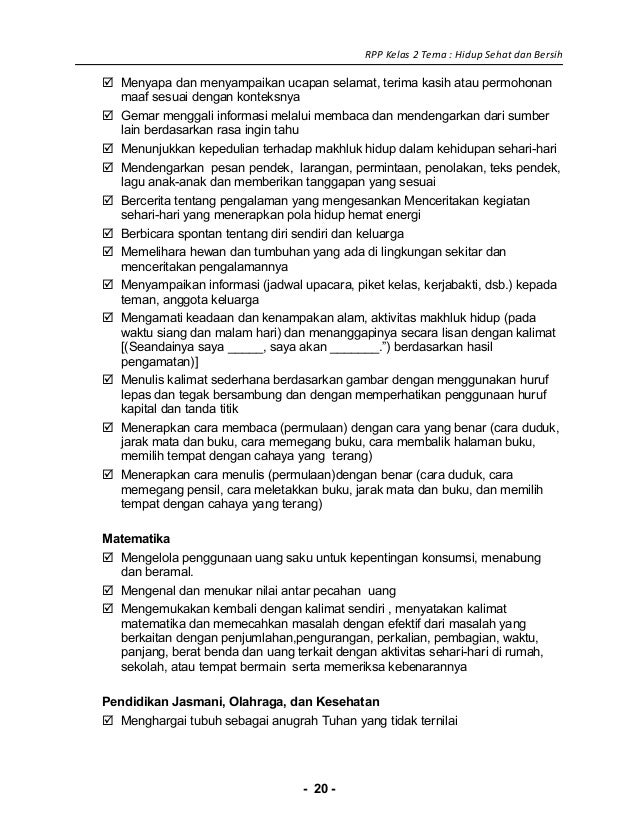 [5] rpp sd kelas 2 semester 2 hidup sehat dan bersih