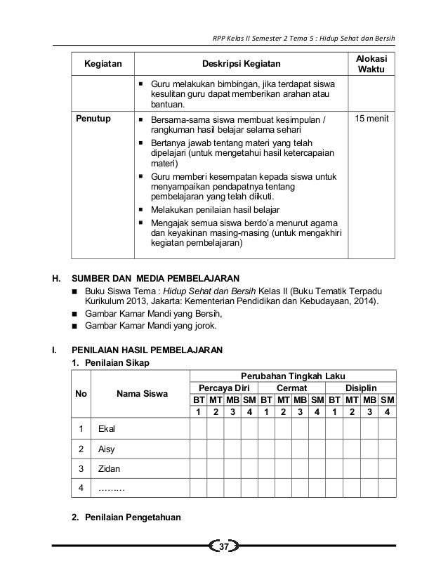 [5] rpp sd kelas 2 semester 2 hidup sehat dan bersih