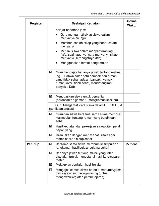 [5] rpp sd kelas 2 semester 2 hidup sehat dan bersih 