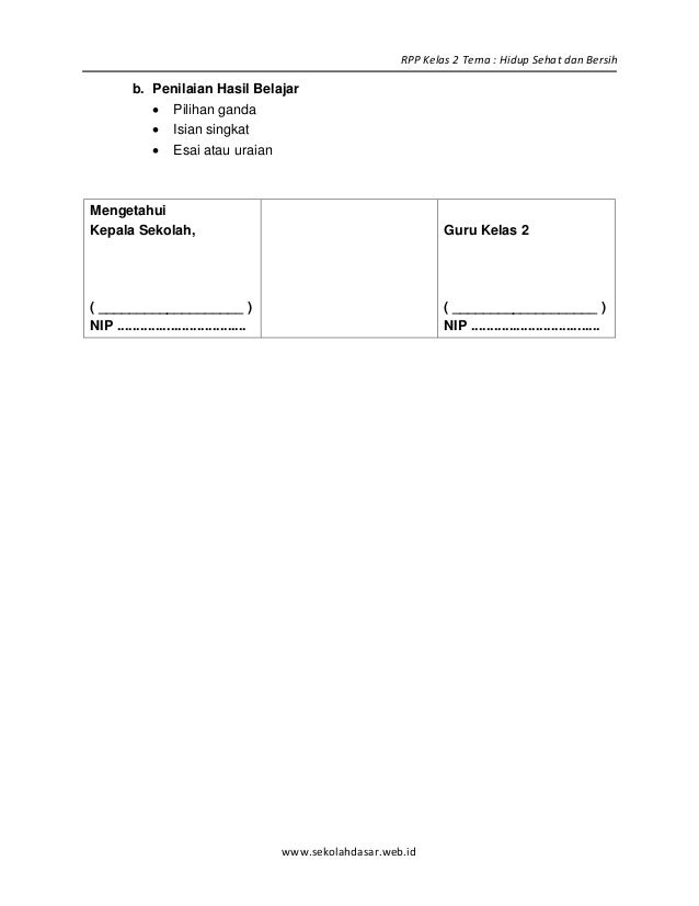 [5] rpp sd kelas 2 semester 2 hidup sehat dan bersih 