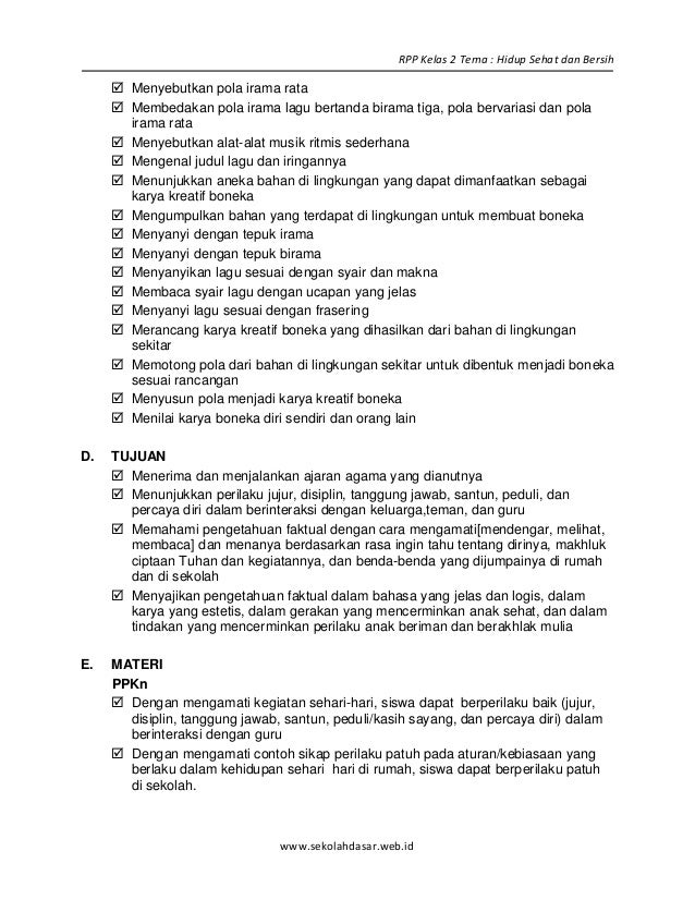 [5] rpp sd kelas 2 semester 2 hidup sehat dan bersih 