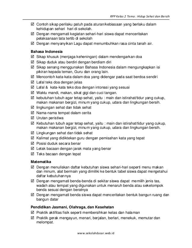 [5] rpp sd kelas 2 semester 2 hidup sehat dan bersih 