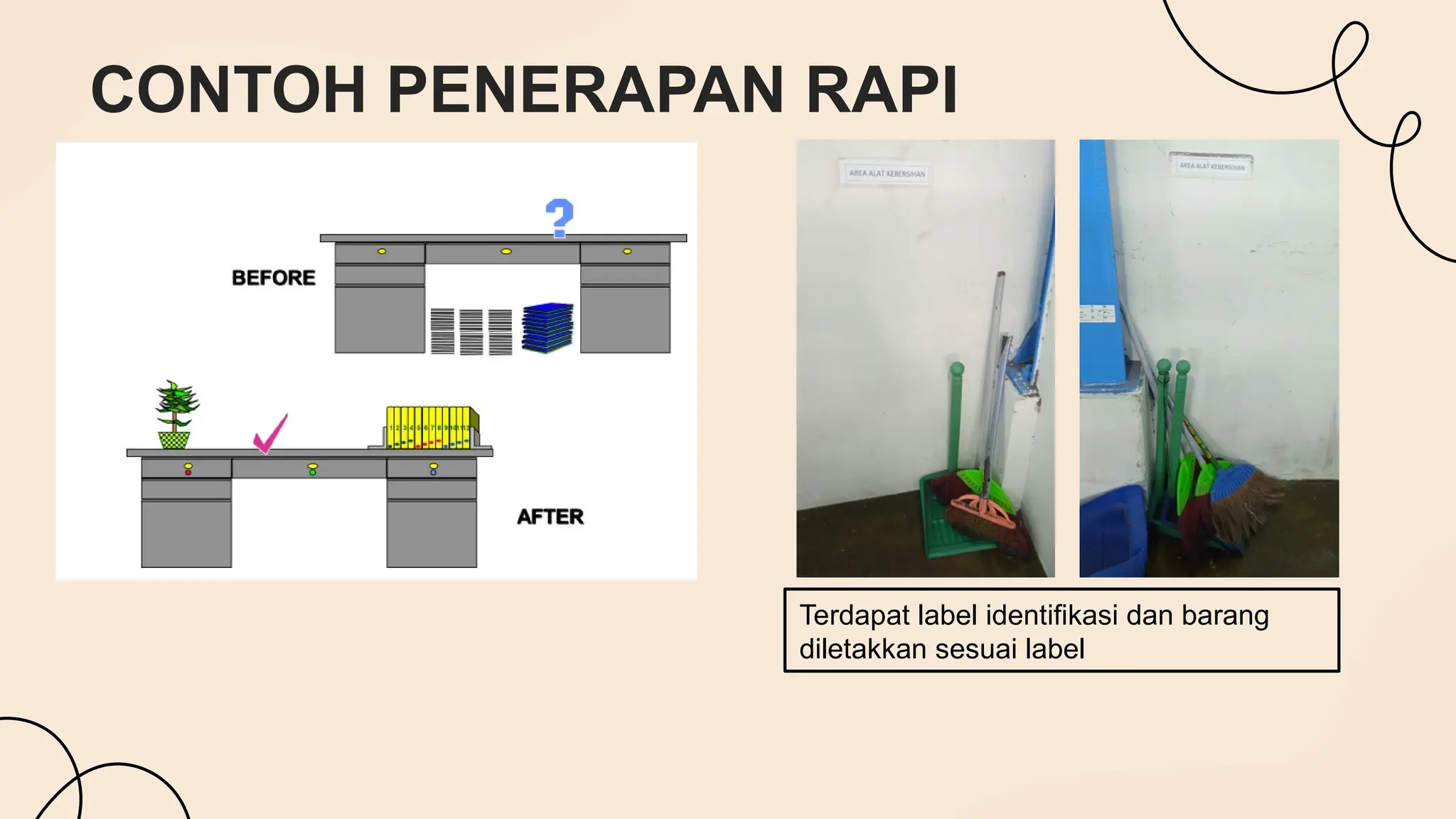 CONTOH PENERAPAN RAPI
Terdapat label identifikasi dan barang
diletakkan sesuai label
 