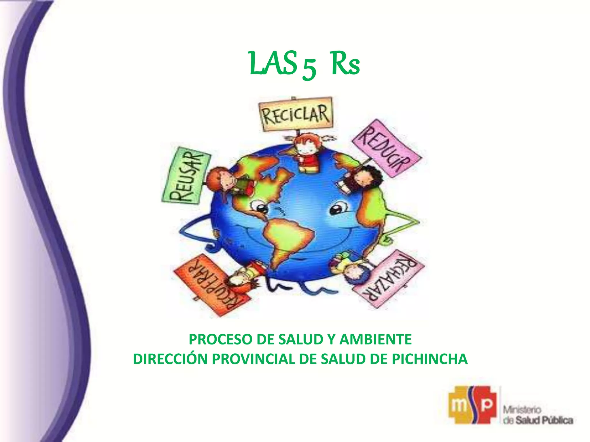 PROCESO DE SALUD Y AMBIENTE
DIRECCIÓN PROVINCIAL DE SALUD DE PICHINCHA
LAS 5 Rs
 