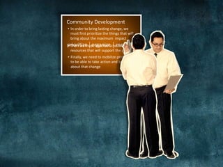 Then we must organize schedules andresources that will support the priorities