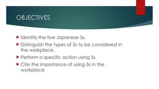 5s.pptx japanese 5s for smaw students grade 9 and 10 | PPTX