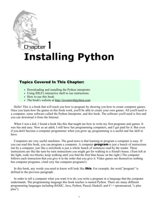 Invent your own computer games with python | PDF