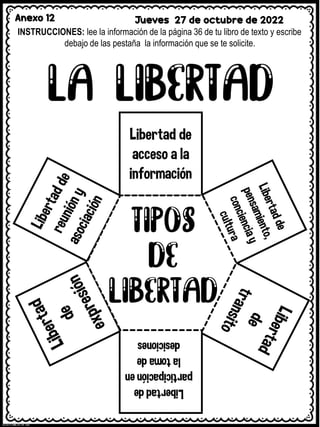 Anexo 12 Jueves 27 de octubre de 2022
INSTRUCCIONES: lee la información de la página 36 de tu libro de texto y escribe
debajo de las pestaña la información que se te solicite.
 