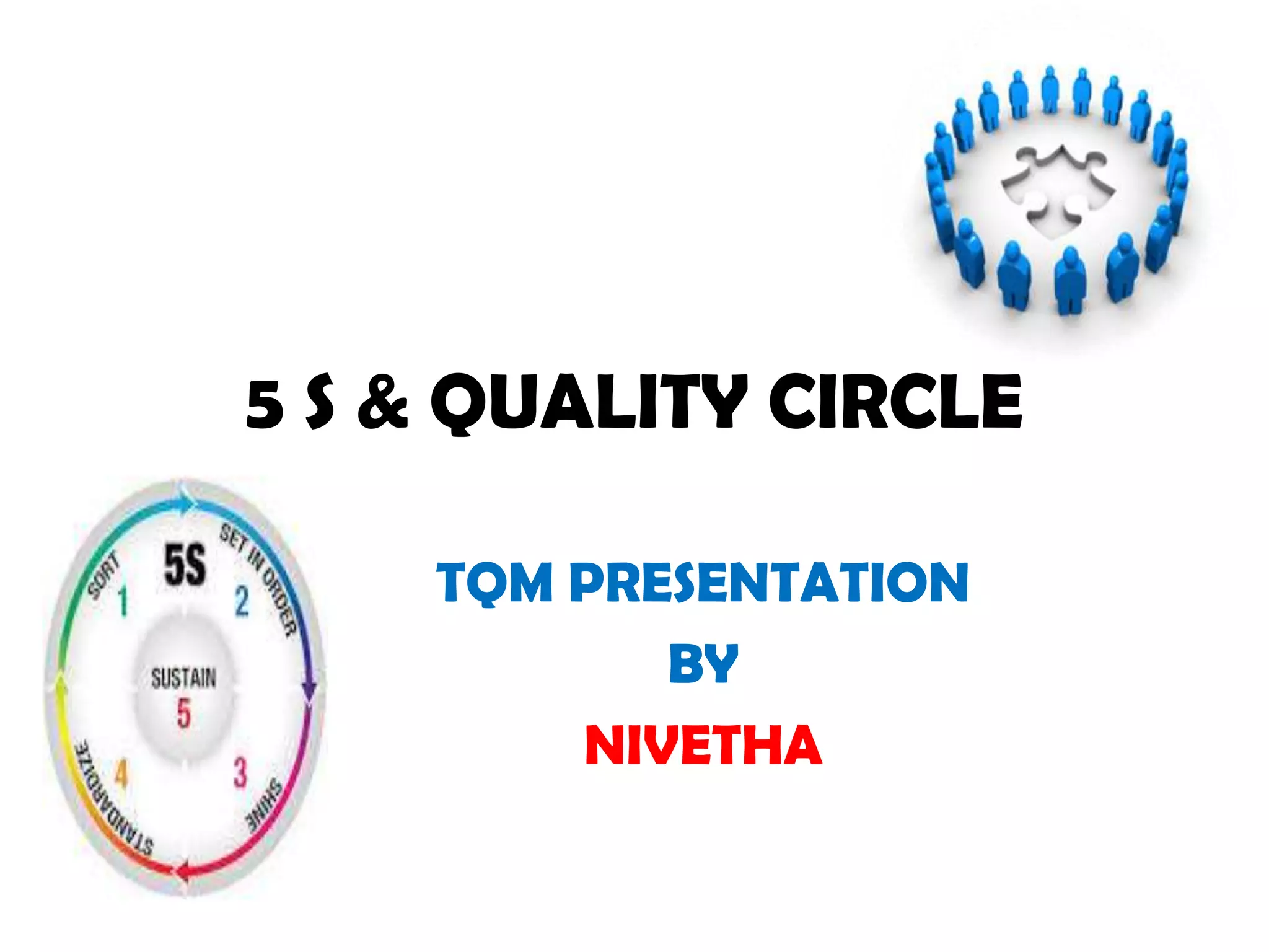 5 S & QUALITY CIRCLE
TQM PRESENTATION
BY
NIVETHA
 