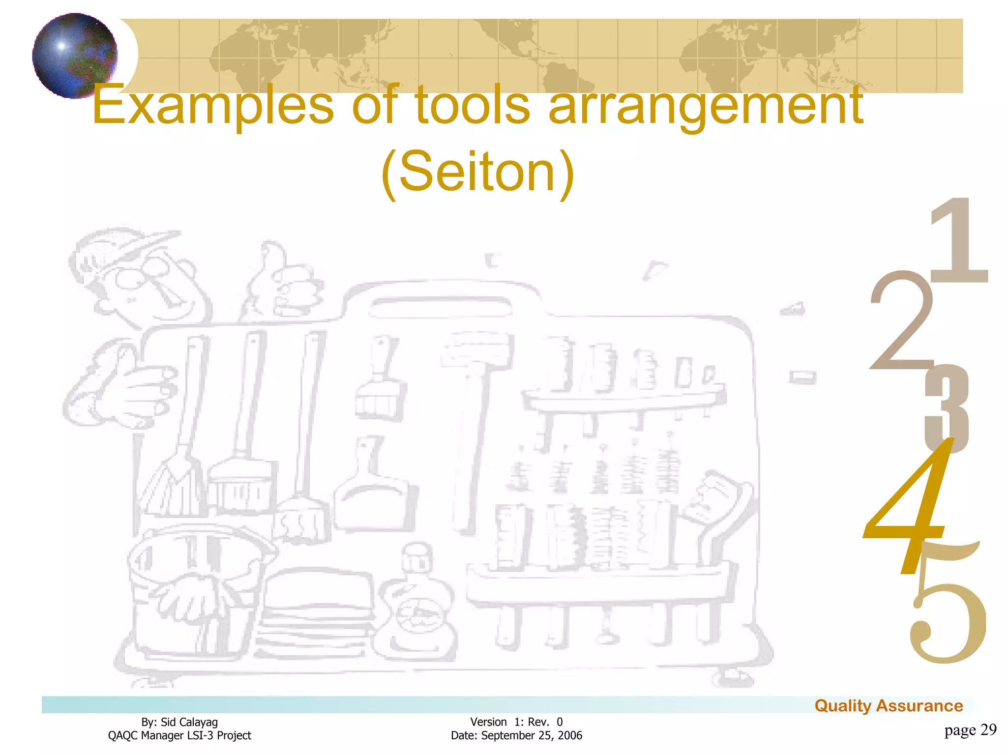 page  Examples of tools arrangement (Seiton) 