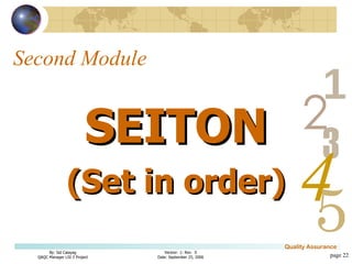 Second Module SEITON (Set in order) page  