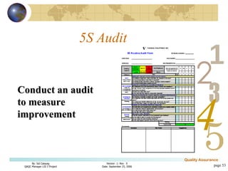 5S Audit page  Conduct an audit to measure improvement 