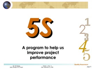 5S page  A program to help us improve project performance 