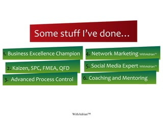 We CAN DO iT
Cleaning up
Arrangement
Neatness
Discipline
Orderliness
WithAdrian™
 