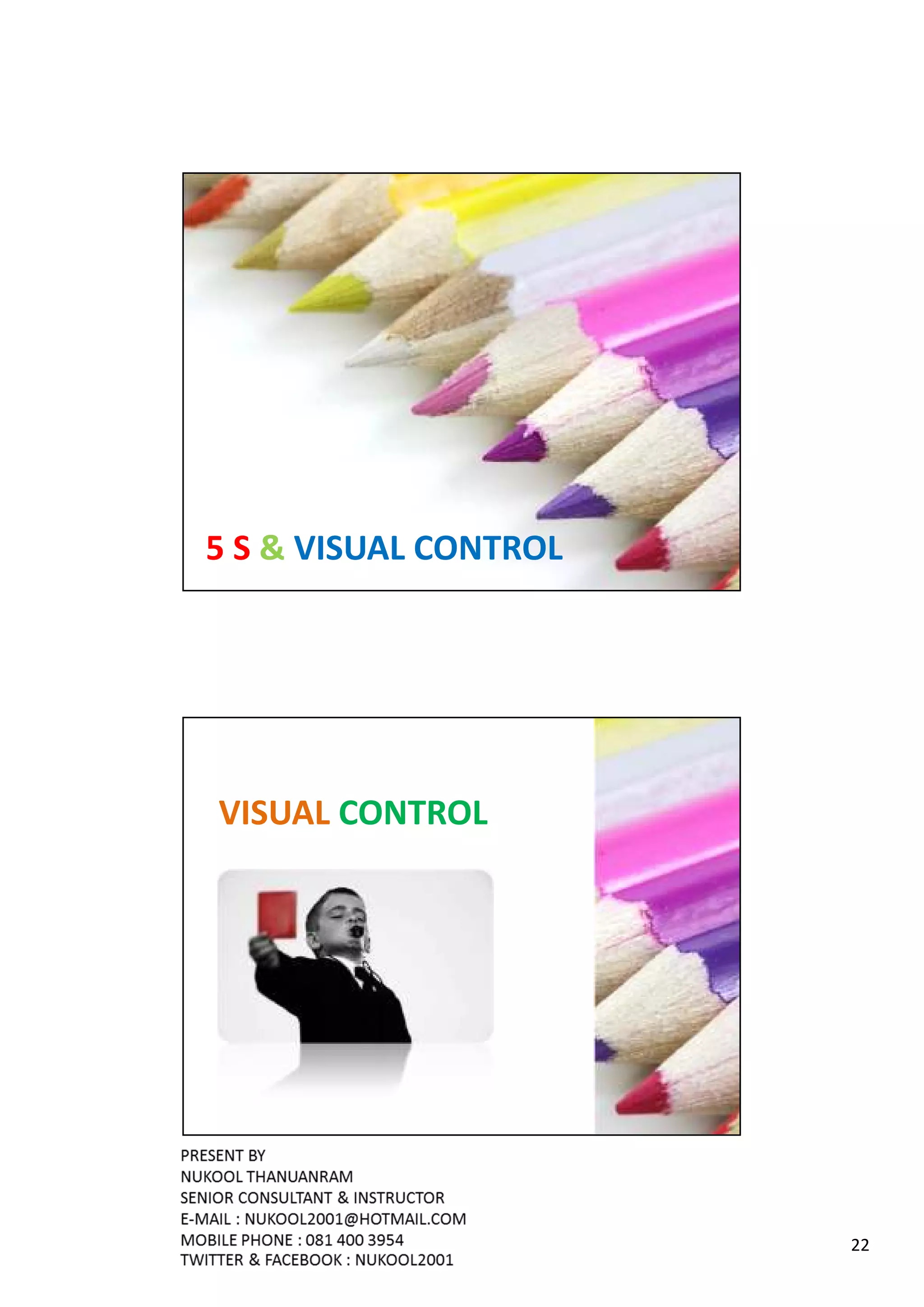 5 S & VISUAL CONTROL




VISUAL CONTROL




                       22
 