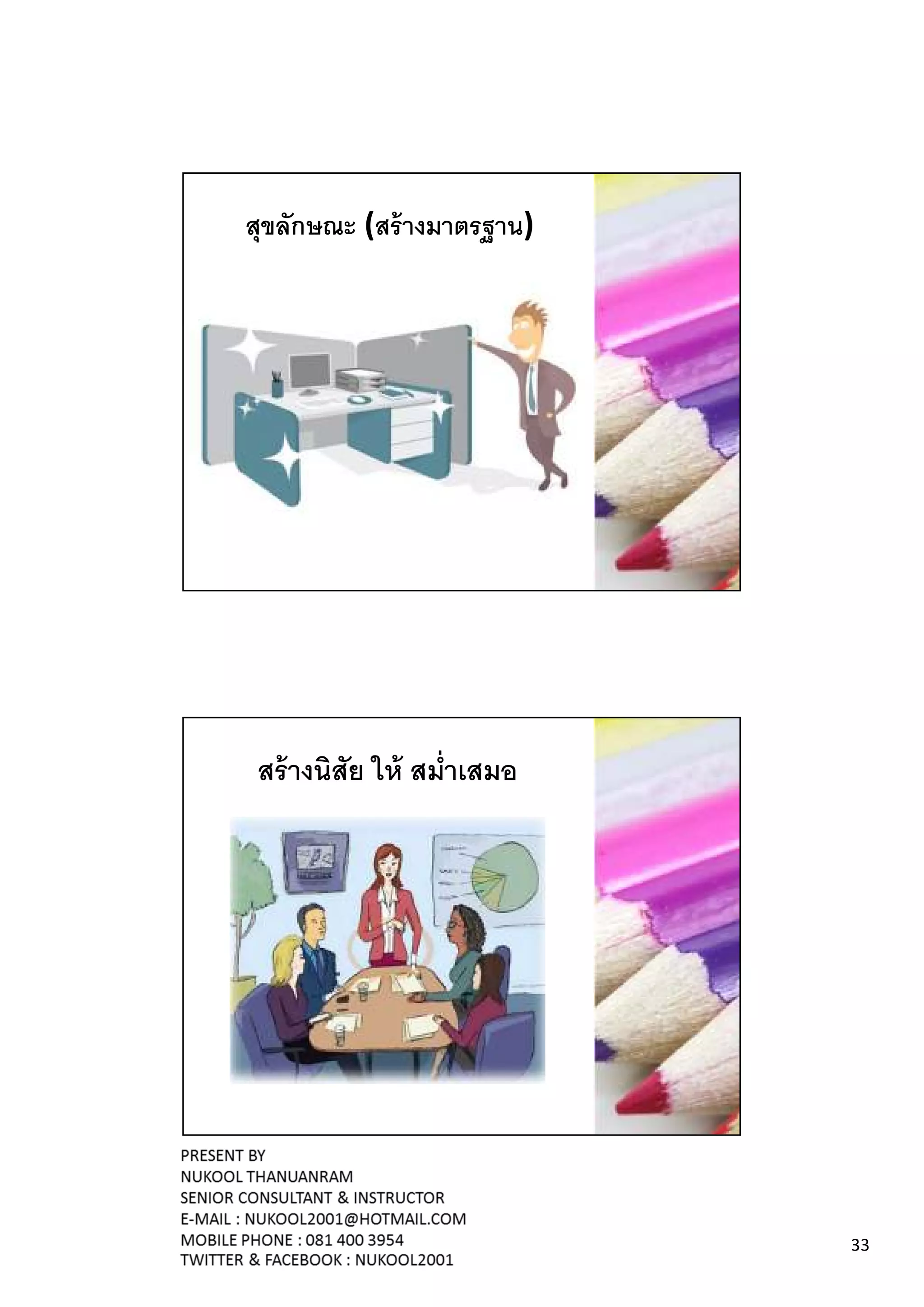 สุขลักษณะ (สร้ างมาตรฐาน)




 สร้ างนิสัย ให้ สมําเสมอ




                            33
 