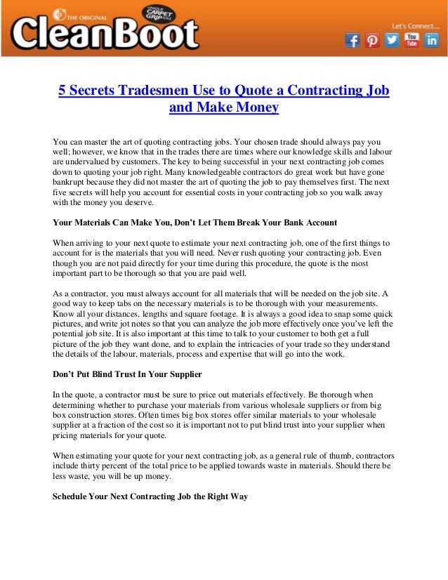 5 secrets tradesmen use to quote a contracting job and make money how to make a quote for a job