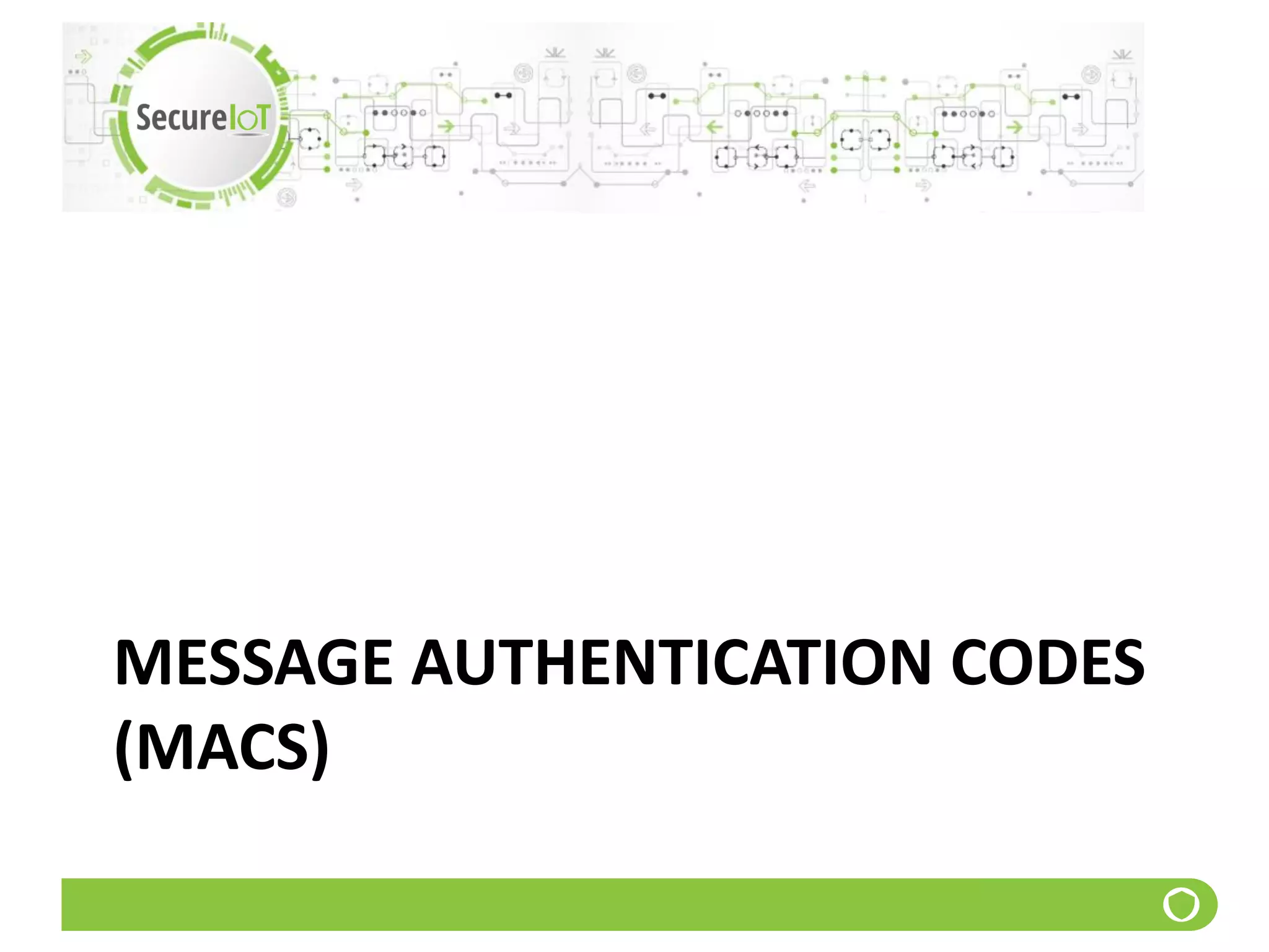 MESSAGE AUTHENTICATION CODES
(MACS)
 