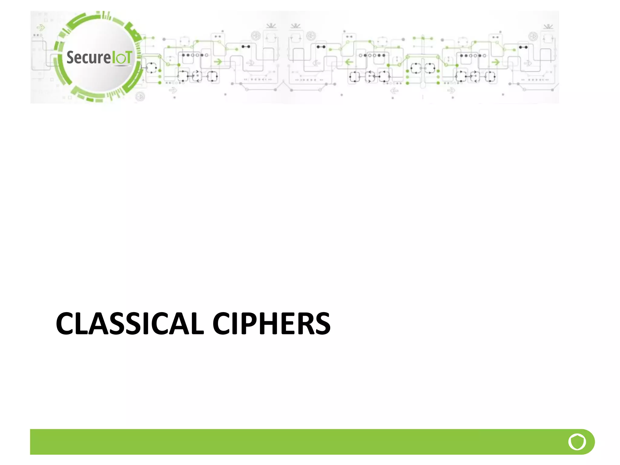 CLASSICAL CIPHERS
 
