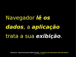 Navegador  lê os dados , a  aplicação trata a sua  exibição . 